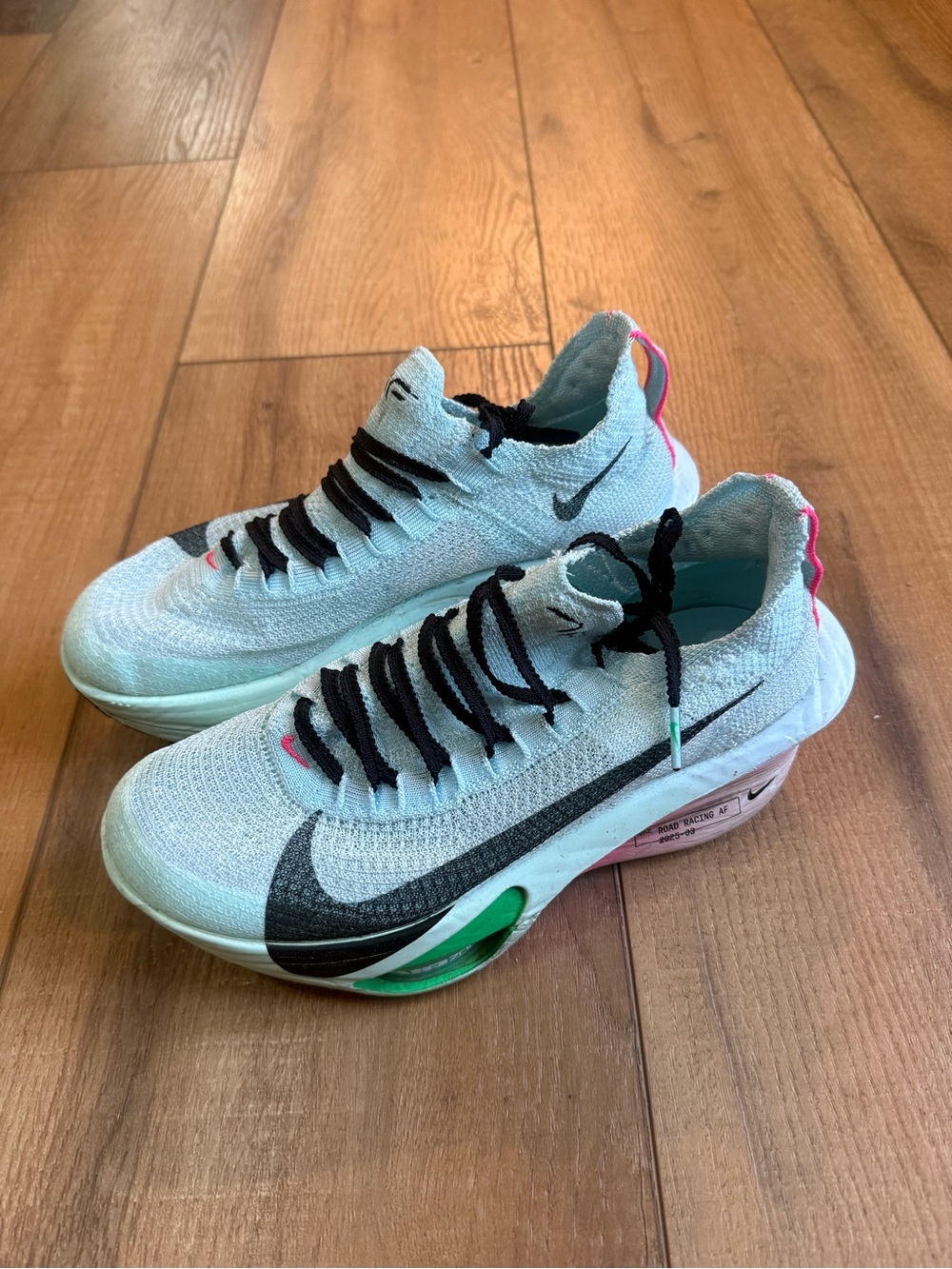 Nike Alpha Fly Mint Green and Black Sneakers with Multicolor Accents